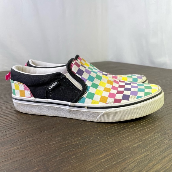 Vans 5 Rainbow Checkered Sneakers Slip On - Picture 6 of 10